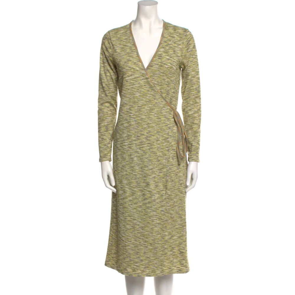LISA SAYS GAH Green Lucille Long Sleeve Midi Wrap Dress Women's Size Large